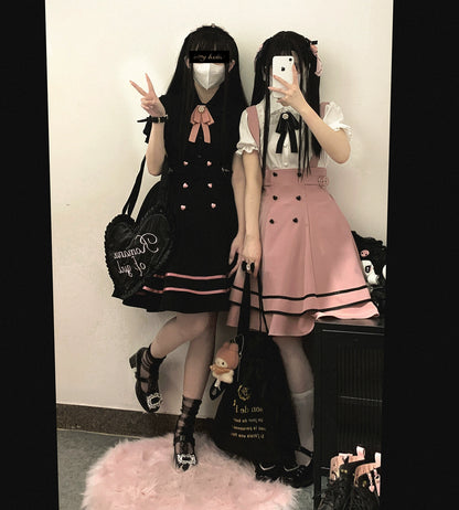 Jirai Kei Skirt Sweet Solid Color Strap Skirt 29540:487234