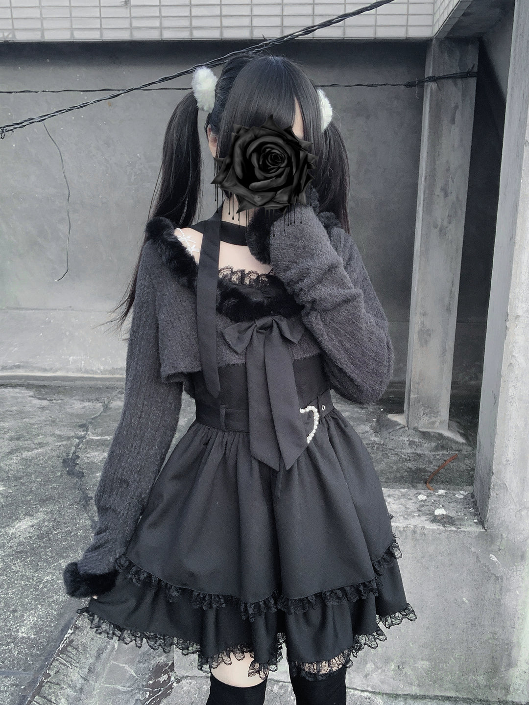 Jirai Kei Camisole Dress, Cropped Outerwear 44084:796542