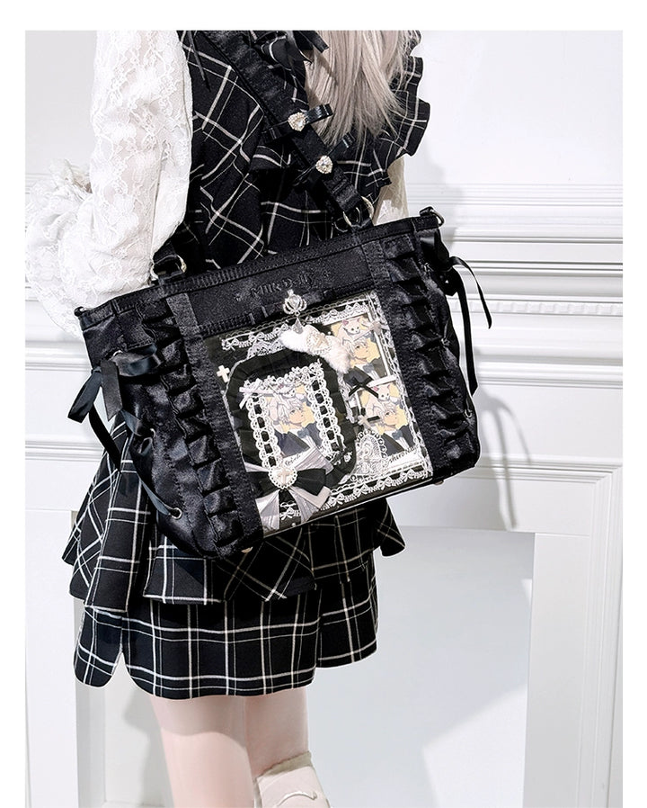 Large-Capacity Ita Bag, Clear Window Front + Rhinestones 43231:779312