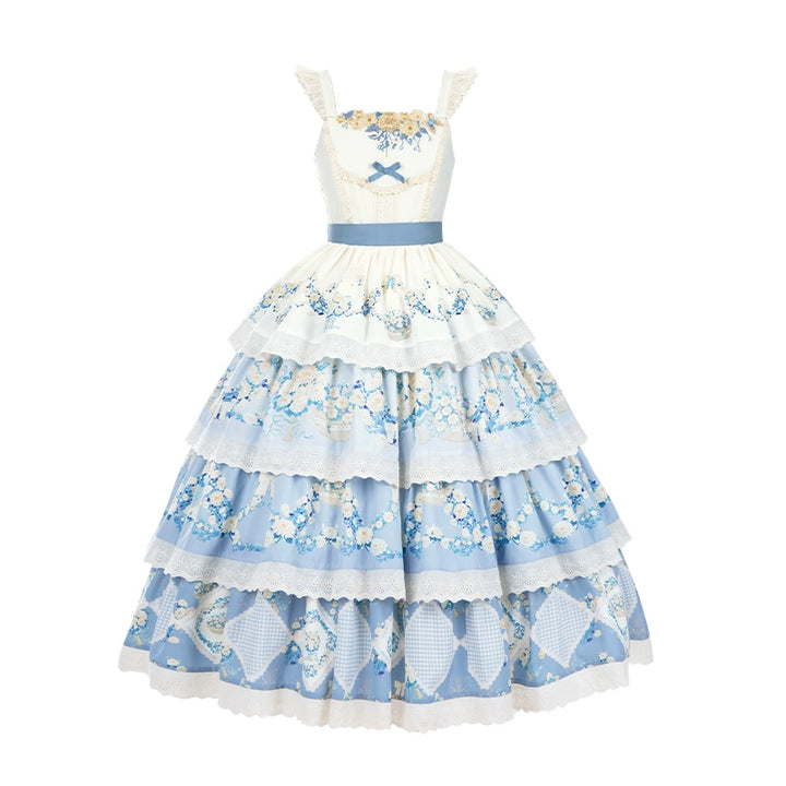 Classic Lolita Dress Twins JSK Cottagecore Embroidery Dress Tiered 39470:641104