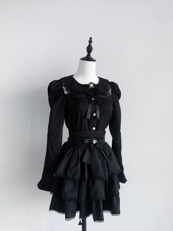 Jirai Kei Peter Pan Collar Blouse & Skirt Set 45007:834516