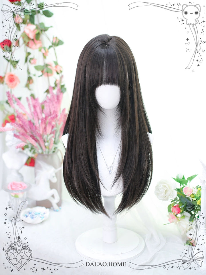 Lolita Wig Black Brown Wigs Medium Length Straight Wigs 35600:496382 35600:496382