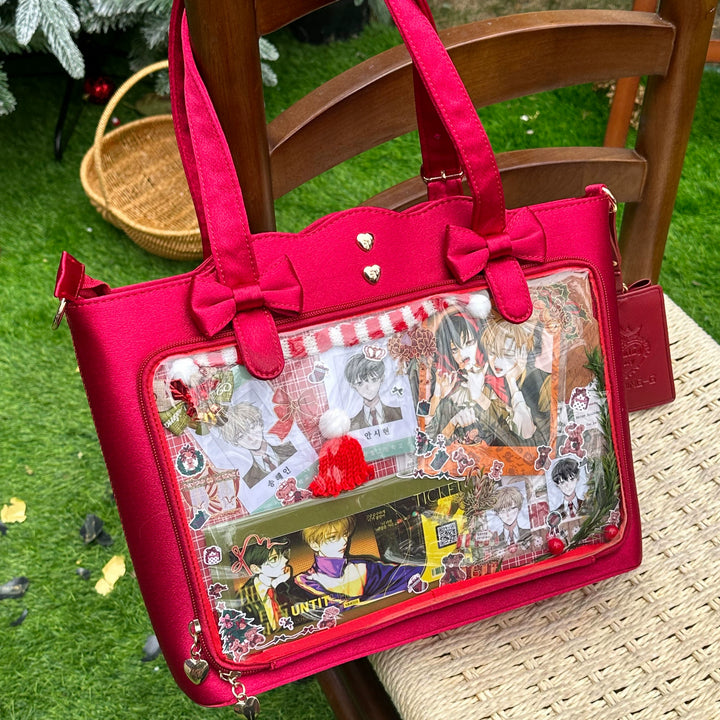 Kawaii Itabag Large Capacity Handbag With Bow Details (Red) 38032:582170