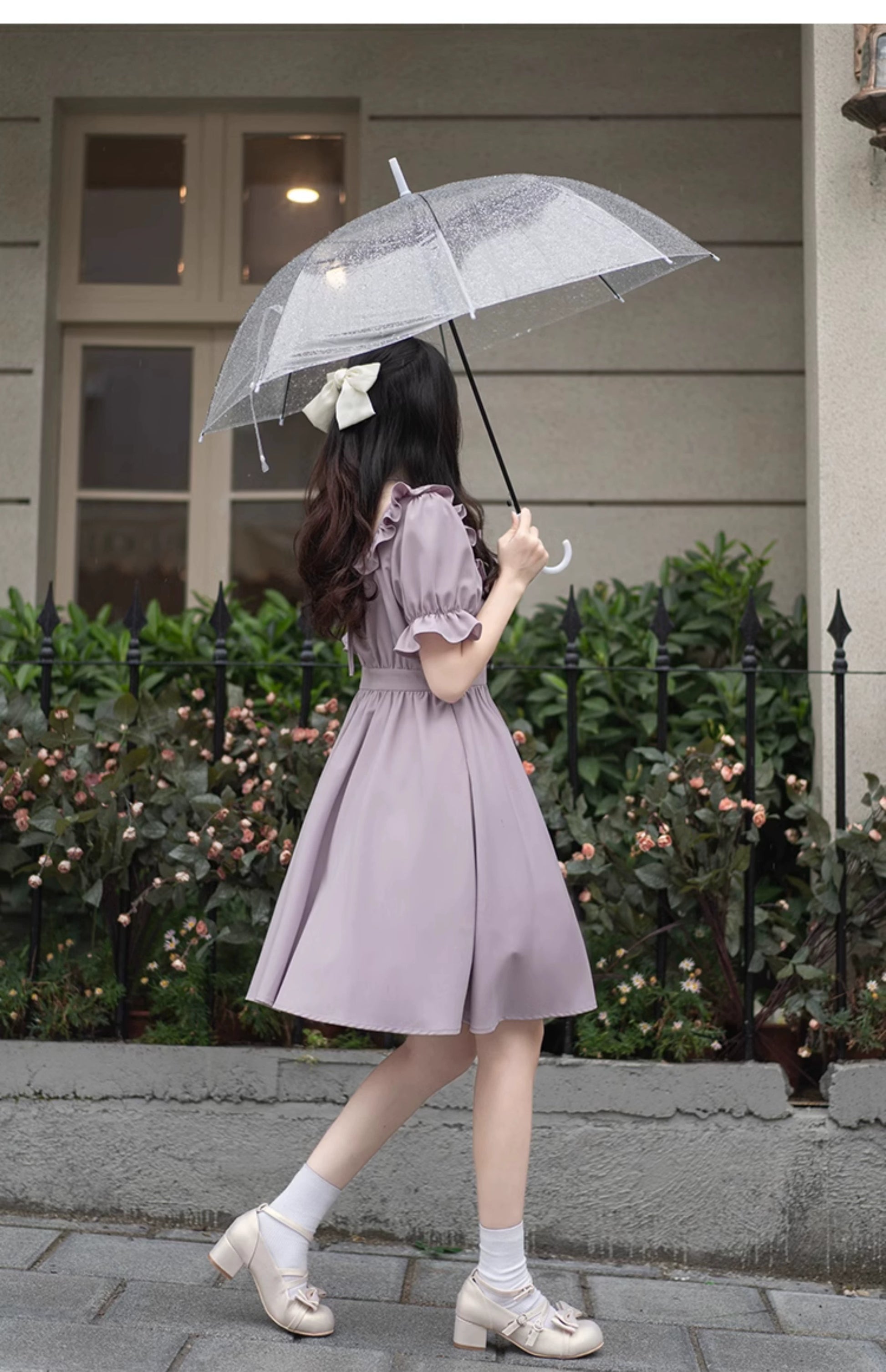 Elegant Lolita Dress Purple Lolita Dress Puff Sleeve Dress 36412:564122