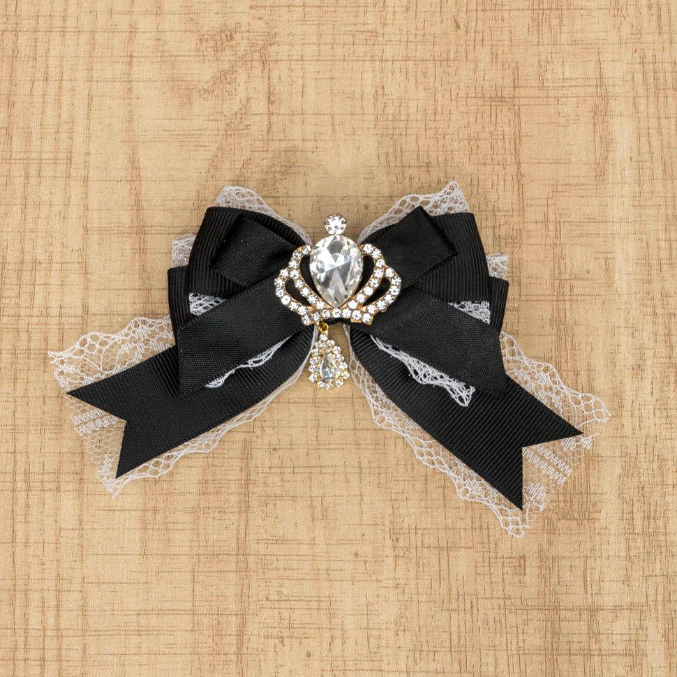 Jirai Kei Hair Clip Crown Rhinestone Bow Barrette 36118:512730 36118:512730