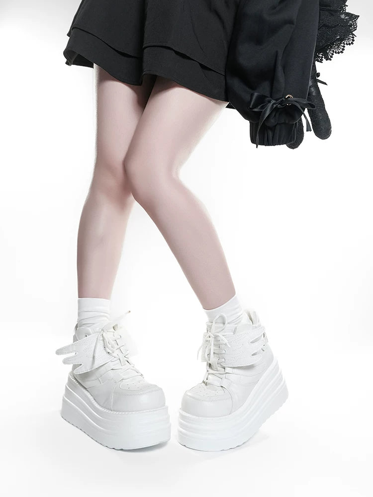 Jirai Kei High-Top Platform Shoes, Detachable Wing Decor 44333:806744