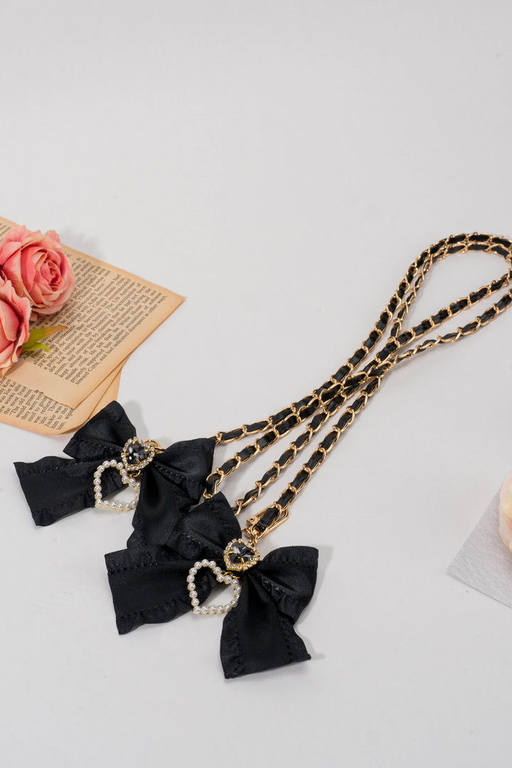 Jirai Kei Pink White Black Bow Bag Phone Chain (Black) 21606:311196 (Black) 21606:311196