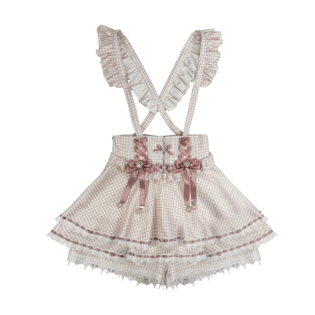 Jirai Kei Cotton Shirt, High-Waisted Suspender Skirt (2XL L M S XL / Pre-order) 45267:845222