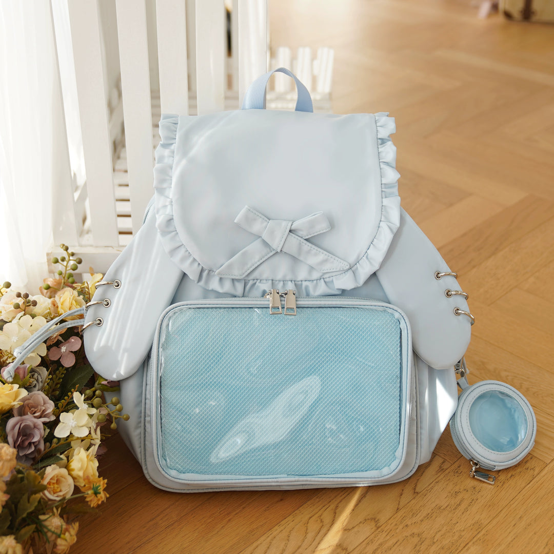 Kawaii Itabag Dual-Shoulder Backpack Bunny Ear Bag (Blue) 40110:670294