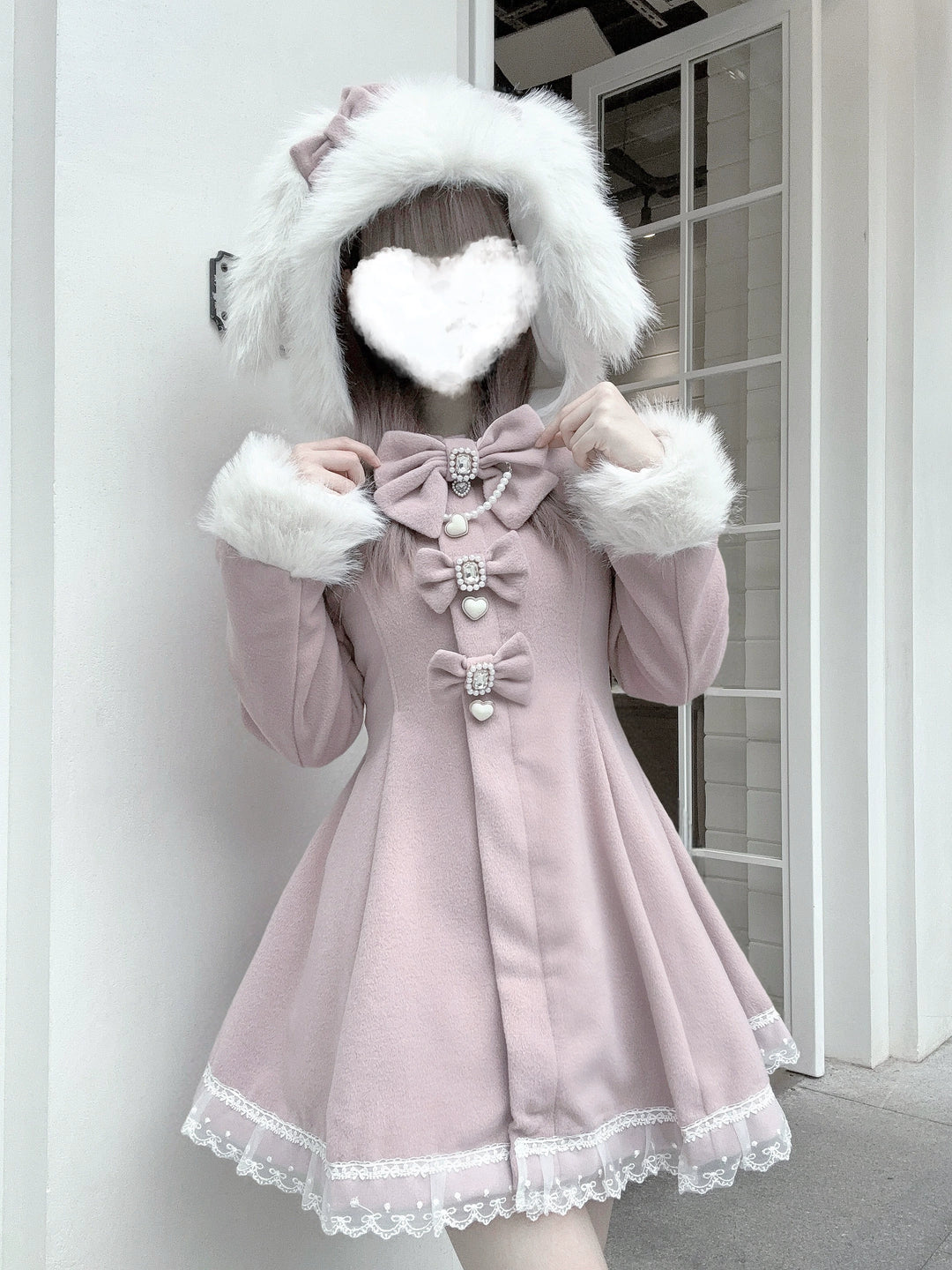 Ryousangata Pink Coat, Removable Bunny Ear Hood 44012:793120