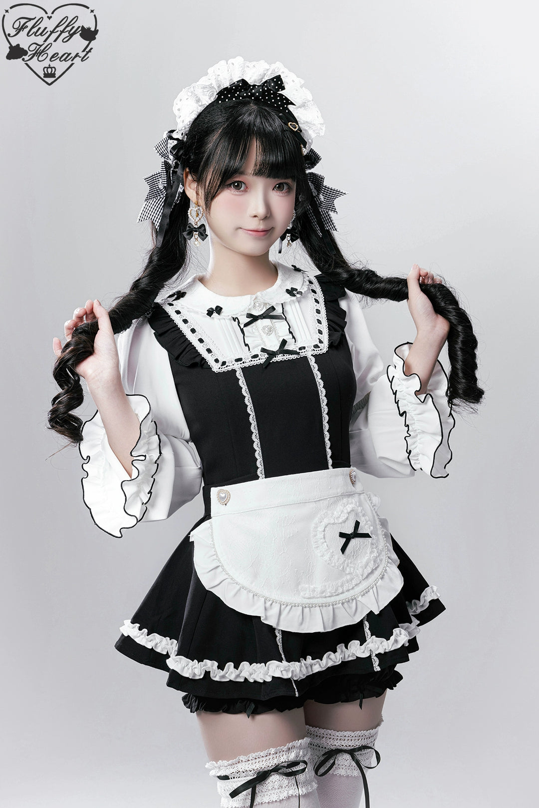 【Fluffy Heart】橱窗人偶日系女仆感可拆卸围裙萌系套装 现货 44119:796740
