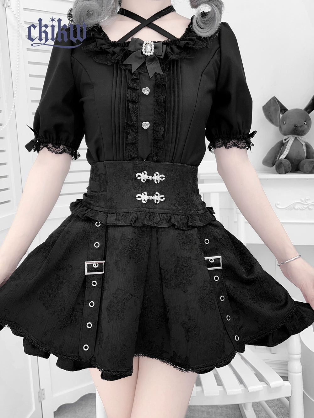 Chinese-style Subculture Dark Patterned Skirt (L M S) 43609:780881