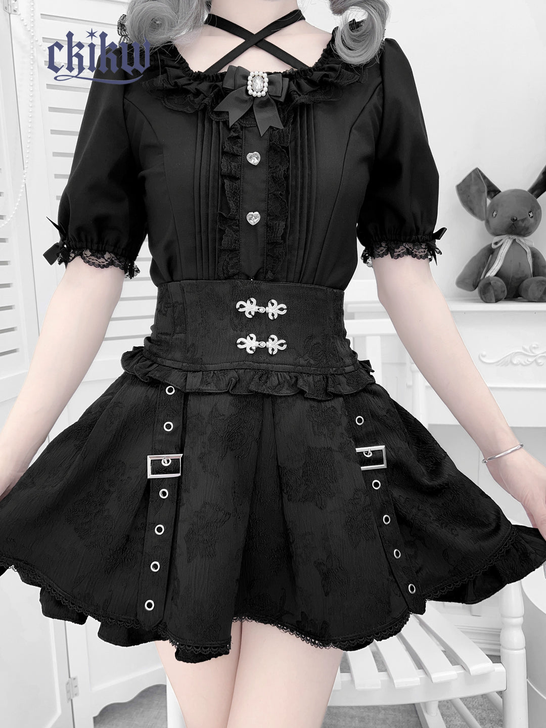 Chinese-style Subculture Dark Patterned Skirt (L M S) 43609:780881