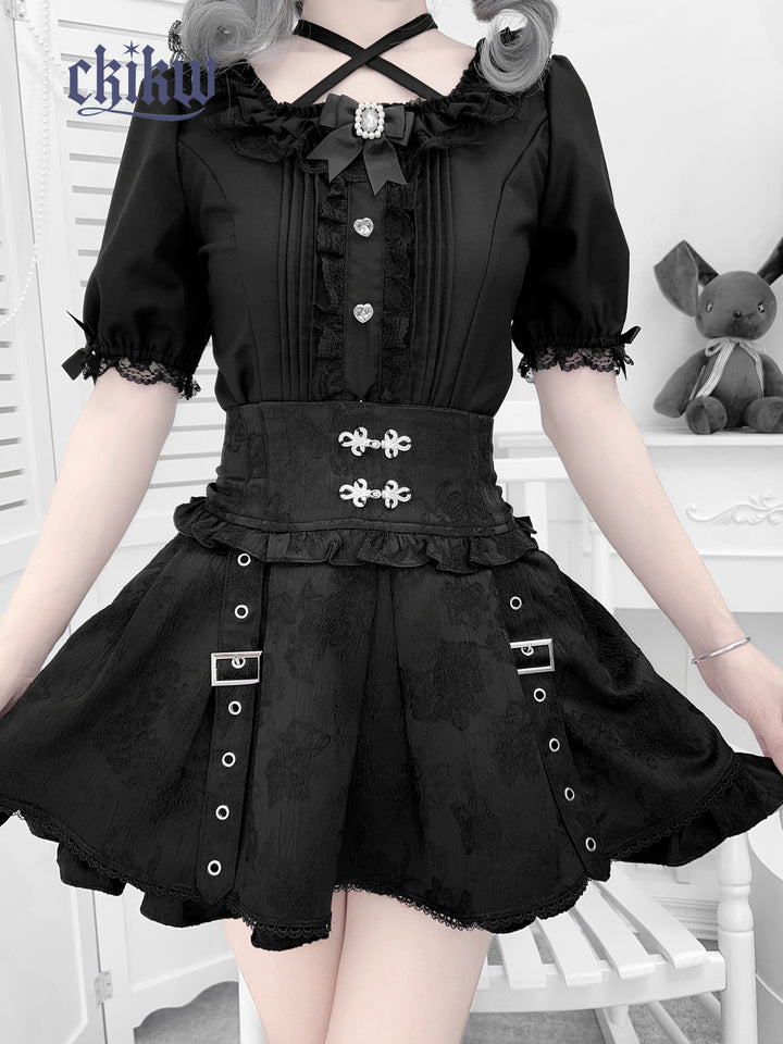 Chinese-style Subculture Dark Patterned Skirt (L M S) 43609:780881