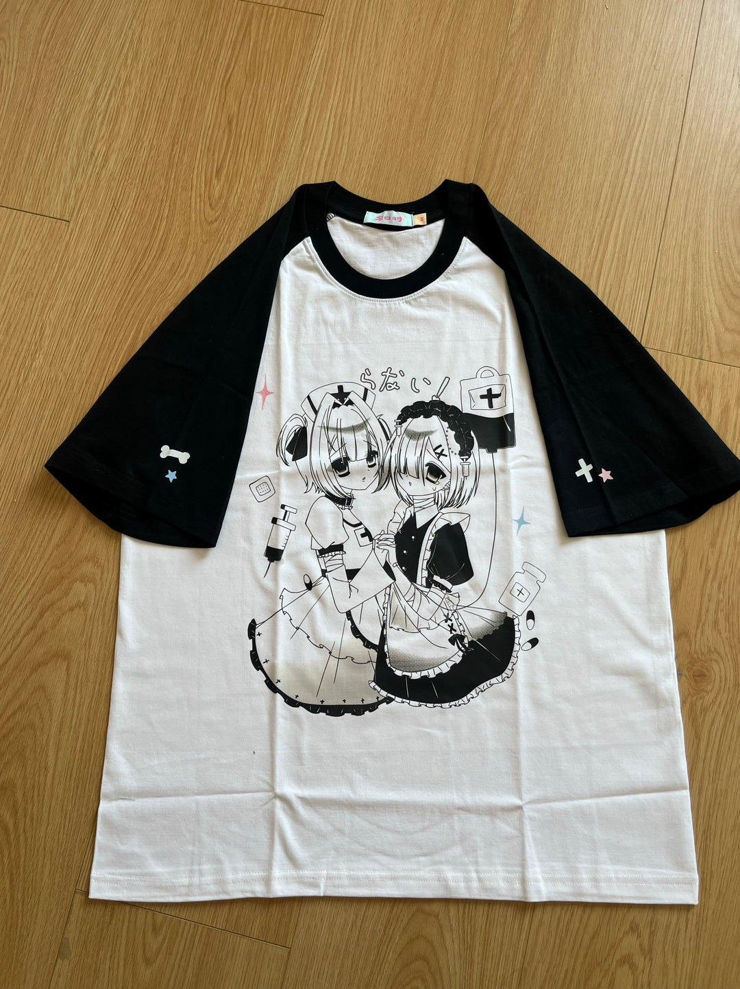 Yami Kawaii T-shirt Black White Subculture Cotton T-shirt 35690:499406 35690:499406