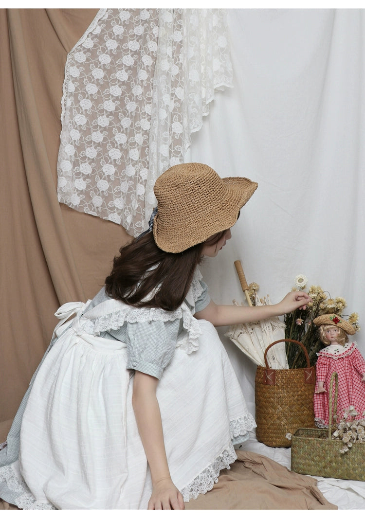 Lolita Dress White Apron Dress Cotton Suspender Skirt 36554:518618 36554:518618