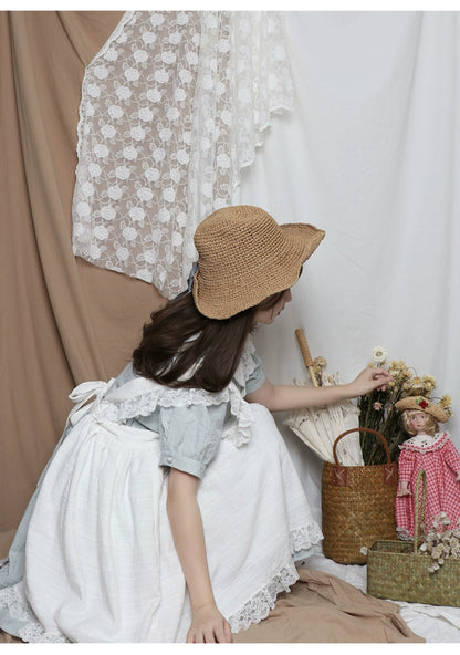 Lolita Dress White Apron Dress Cotton Suspender Skirt 36554:518618