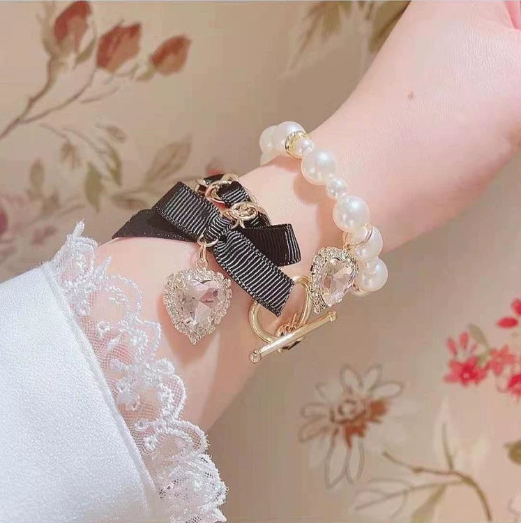 Jirai Kei Bracelets Pearl Hand Chain Double-layer Bracelets 38108:583104