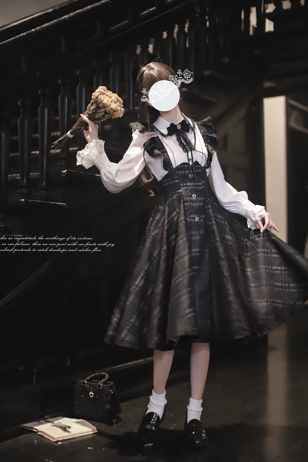 Two-piece Seiso Kei Suspender Skirt Outfit 43883:789501