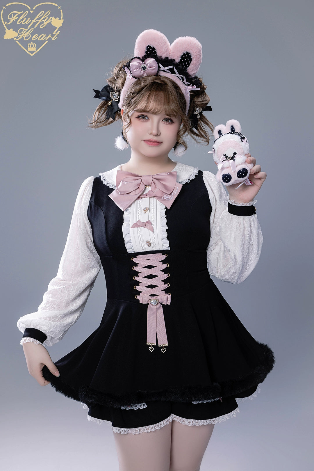 IP Collab Jirai Kei Dress Set, Detachable Fluffy Cape 44146:798059