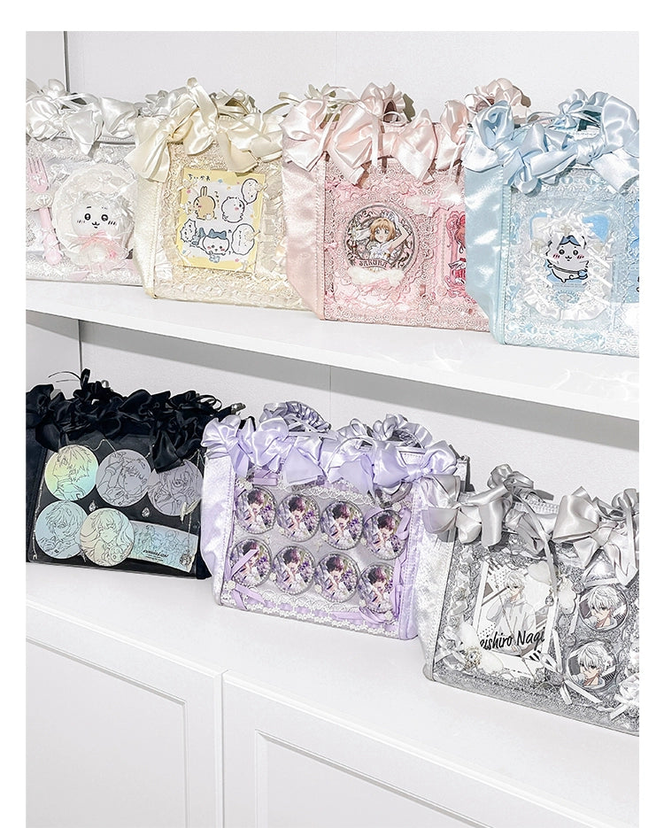 Elegant Satin Ita Bag, Rose-Inspired Ribbon & Clear Window 43230:773247