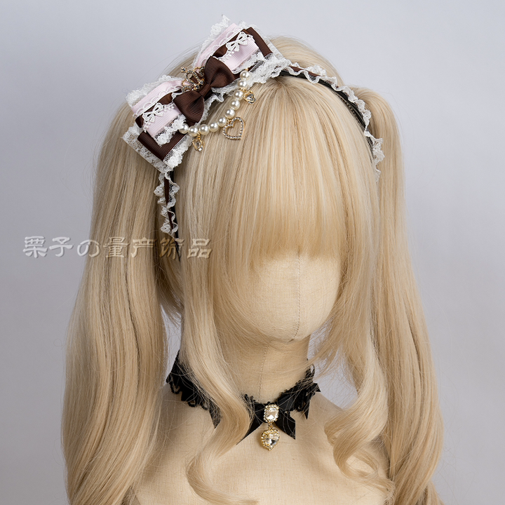 Jirai Kei Headband, Mini Crown & Rhinestone Pendant 44955:838720