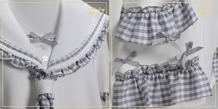 Kawaii Sailor Collar Sweatshirt, Plaid Neckercheif 43867:790593
