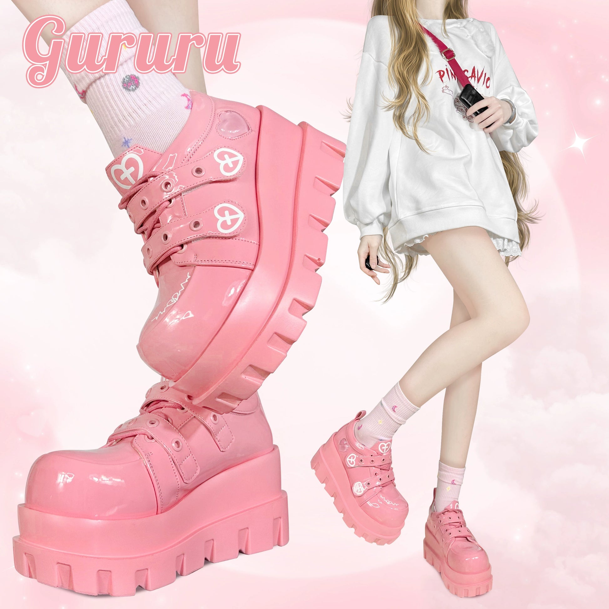 Jirai Kei Punk Fashion Cross Platform Shoes 4Colors 28958:344082
