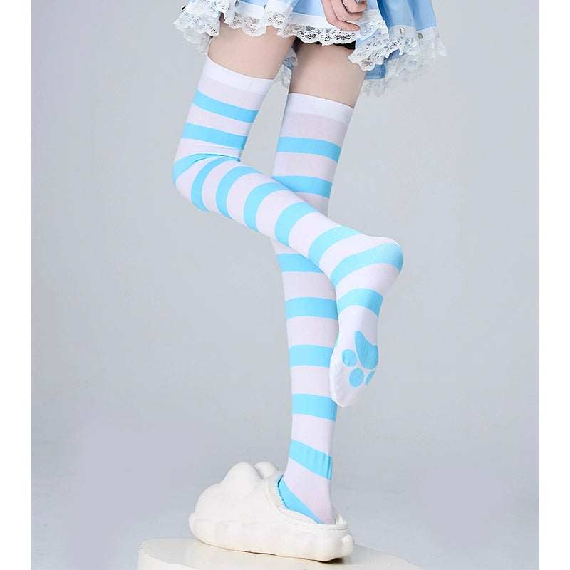 Jirai Kei Stockings Thigh-High Socks Striped Knee Socks (F) 36540:541320