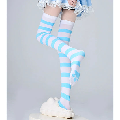 Jirai Kei Stockings Thigh-High Socks Striped Knee Socks (F) 36540:541320
