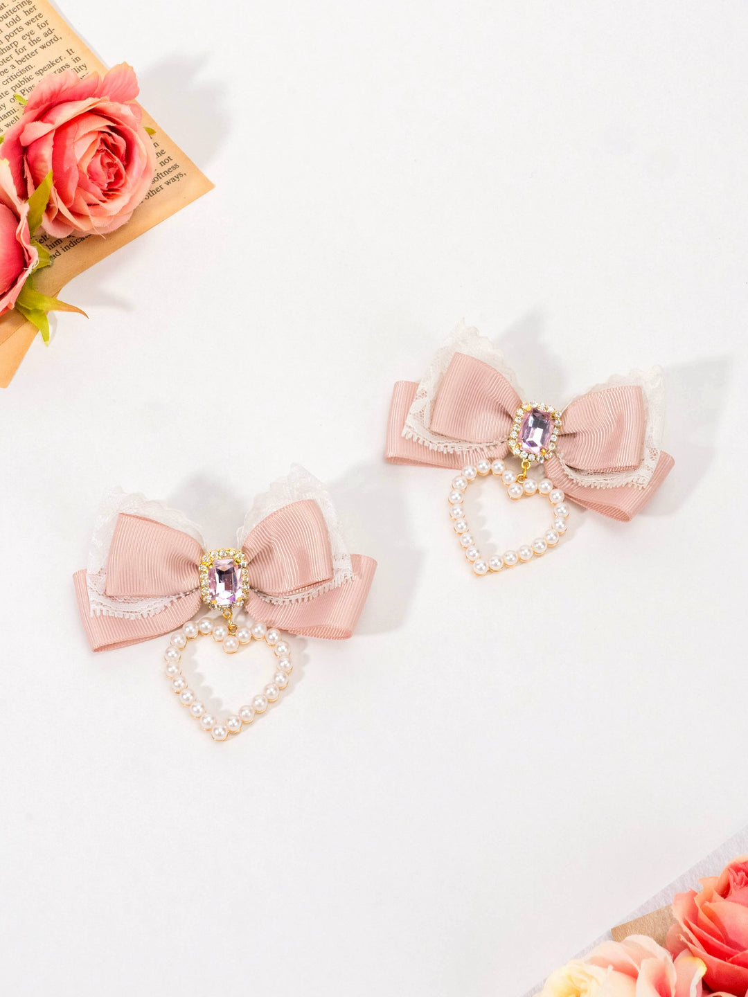 Kawaii Heart-Shaped Lace Sweet Hair Clips Multicolor 21564:309554