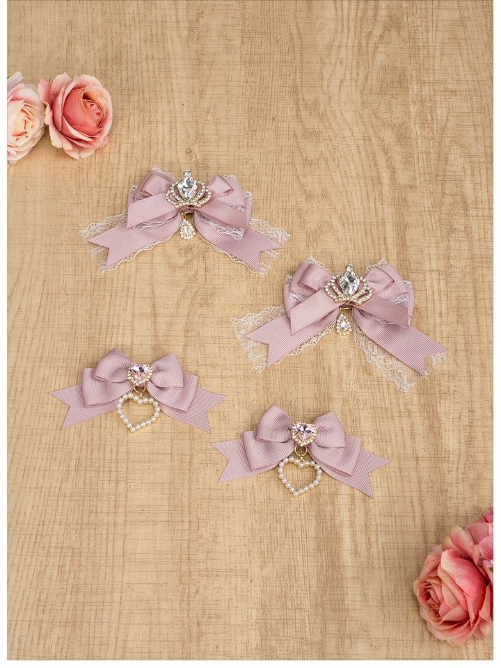 Jirai Kei Hair Clip Crown Rhinestone Bow Barrette 36118:512698 36118:512698