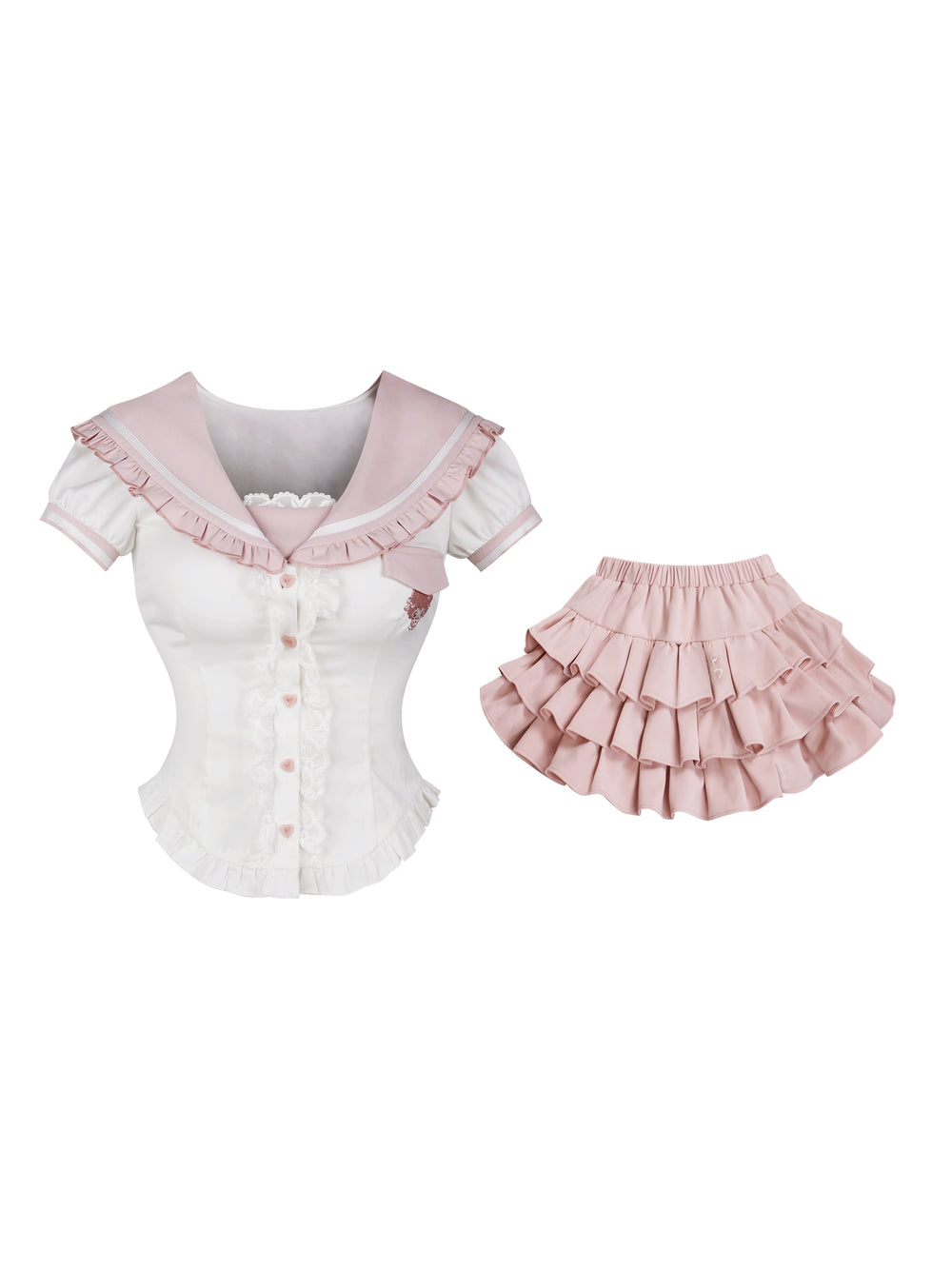 Sweet Gyaru Outfit, Sailor Collar Rabbit Shirt + Pink Skirt 43438:780288