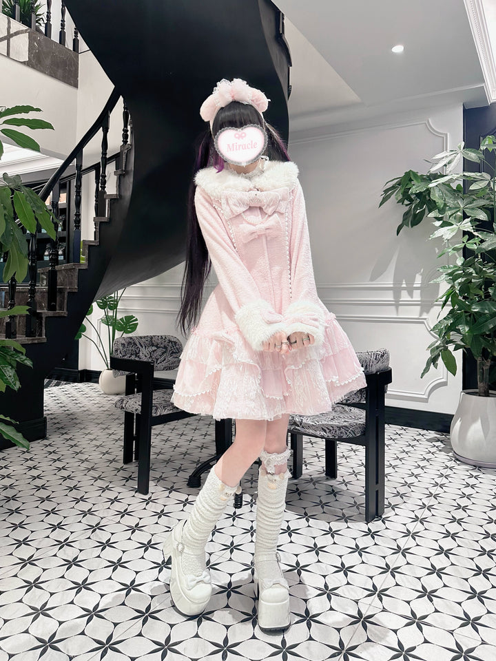 Ryousangata Winter Coat, Skirt-Like Lace hem 44198:799822