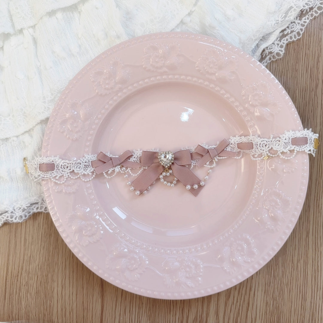 Jirai Kei Lace Choker, Heart Shaped Rhinestone 44953:832972