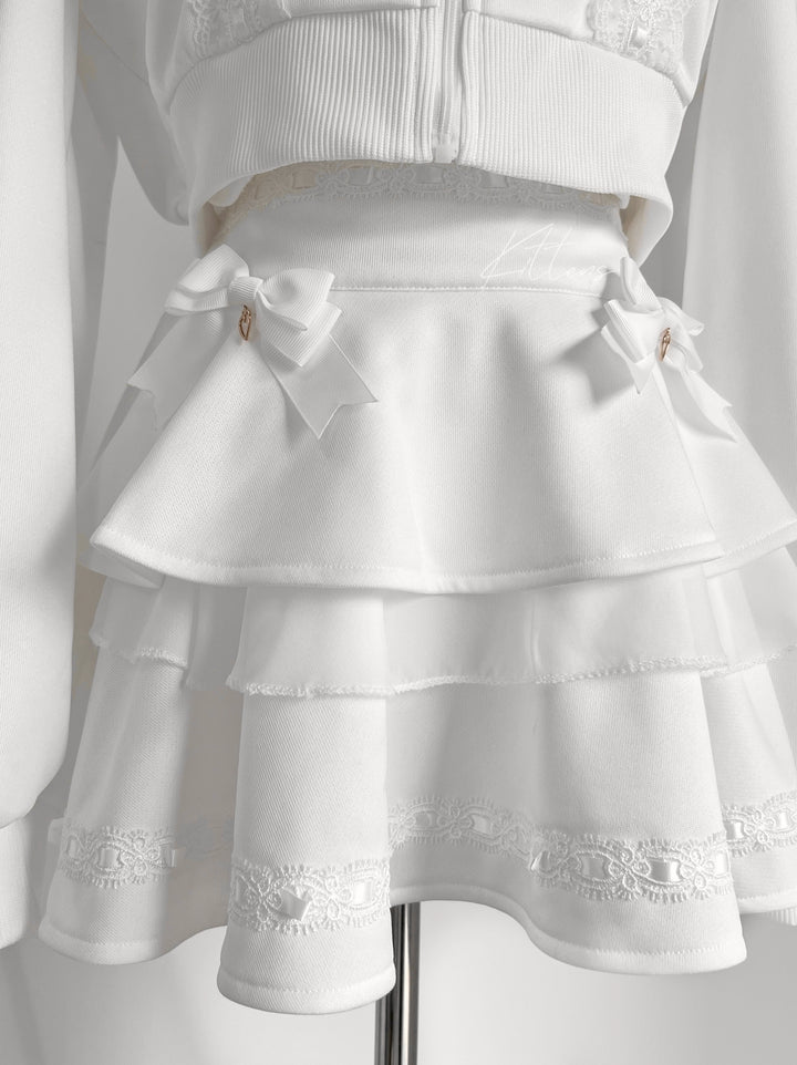 Jirai Kei Jacket Sporty Long Sleeve Hoodie And Skirt Set 42891:757153
