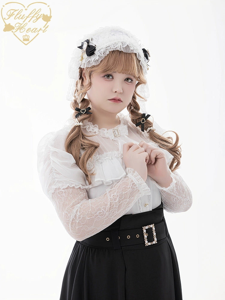 Lace-sleeves Jirai Kei Blouse & Voile Skirt With Detachable Belt 42954:758909