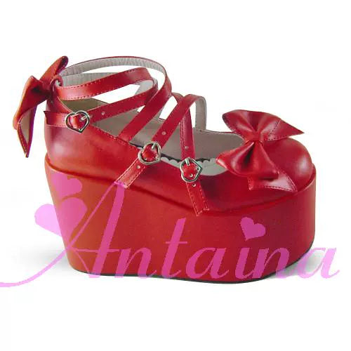 Kawaii Fashion Bow Tie Platform Shoes 7Colors 22804:331022 22804:331022