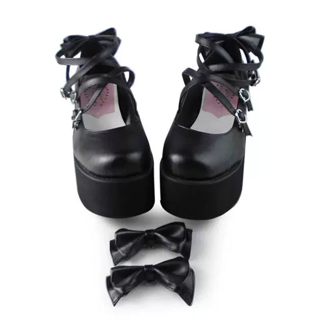 Kawaii Fashion Bow Tie Platform Shoes 7Colors 22804:338330 22804:338330