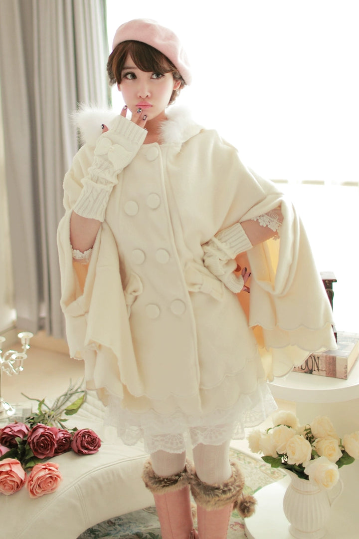 Sweet Lolita Coat Woolen Bat Sleeve Cape Plush Coat (L M S) 41058:685202