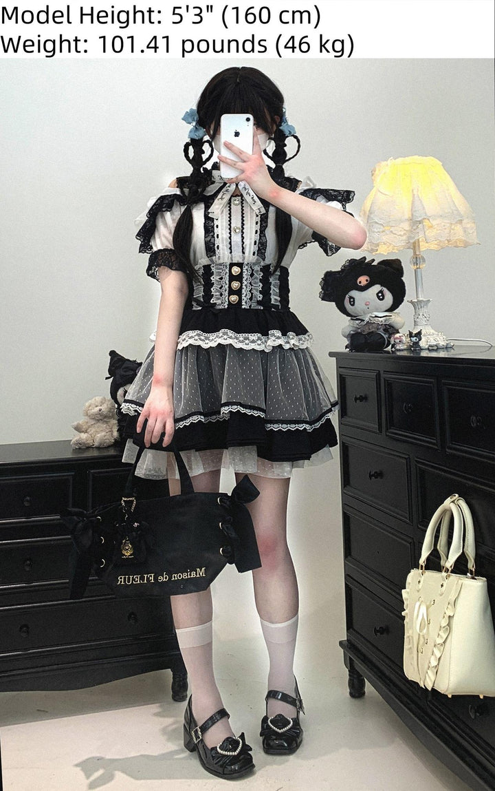High-waist Rousangata Skirt, Sheer Dot Veil Hem 43693:783078