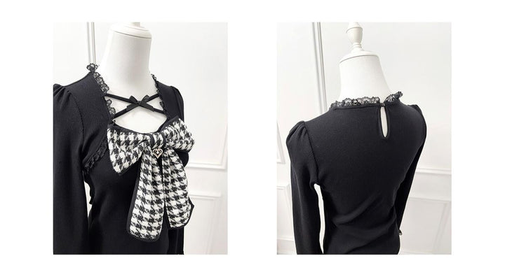 Ryousangata Knit Top, Chest Big Bow 44175:800588