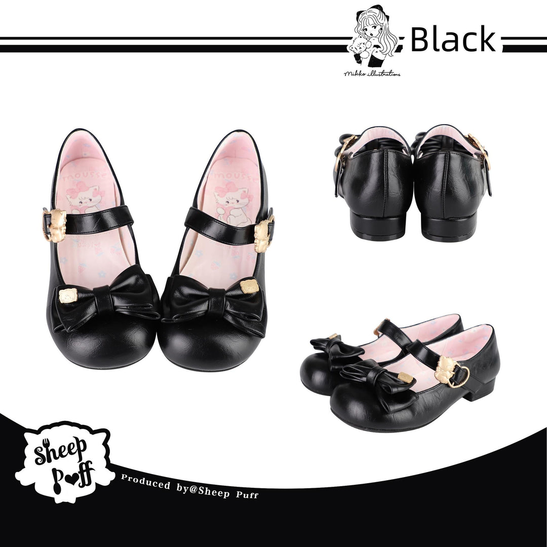 Preorder-Lolita Fashion Bow Tie Low Heel Shoes 4 Colors (34 35 36 37 38 39 40 41 / Black) 22830:328286 (34 35 36 37 38 39 40 41 / Black) 22830:328286