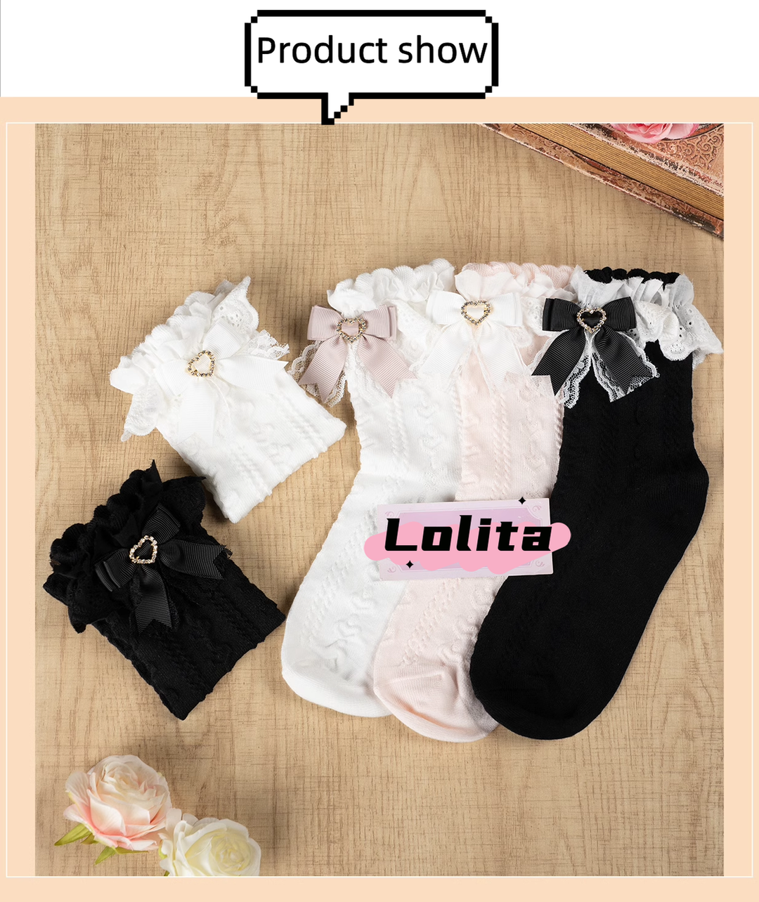 Lolita Socks Cotton Socks Jirai Kei Mid-calf Socks 40894:694022