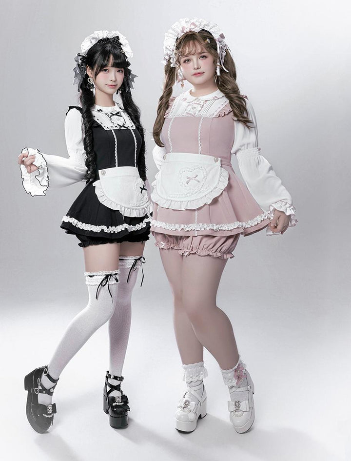 【Fluffy Heart】橱窗人偶日系女仆感可拆卸围裙萌系套装 现货 44119:796772