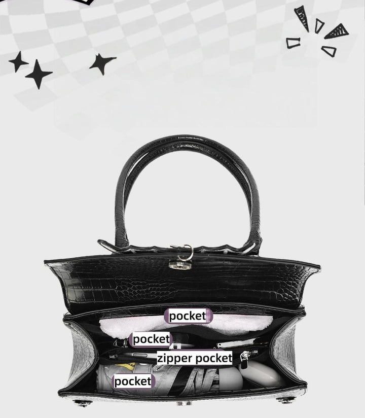 Bat-Inspired Itabag, Croc Texture & Clear Display Window 44930:829078