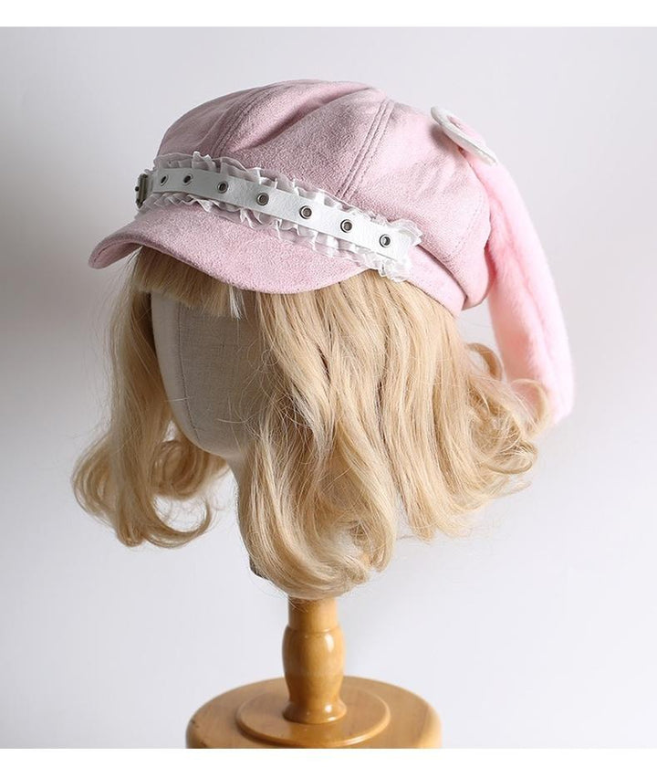Kawaii Pink Beret Hat, Removable Bunny Ears 43826:786471
