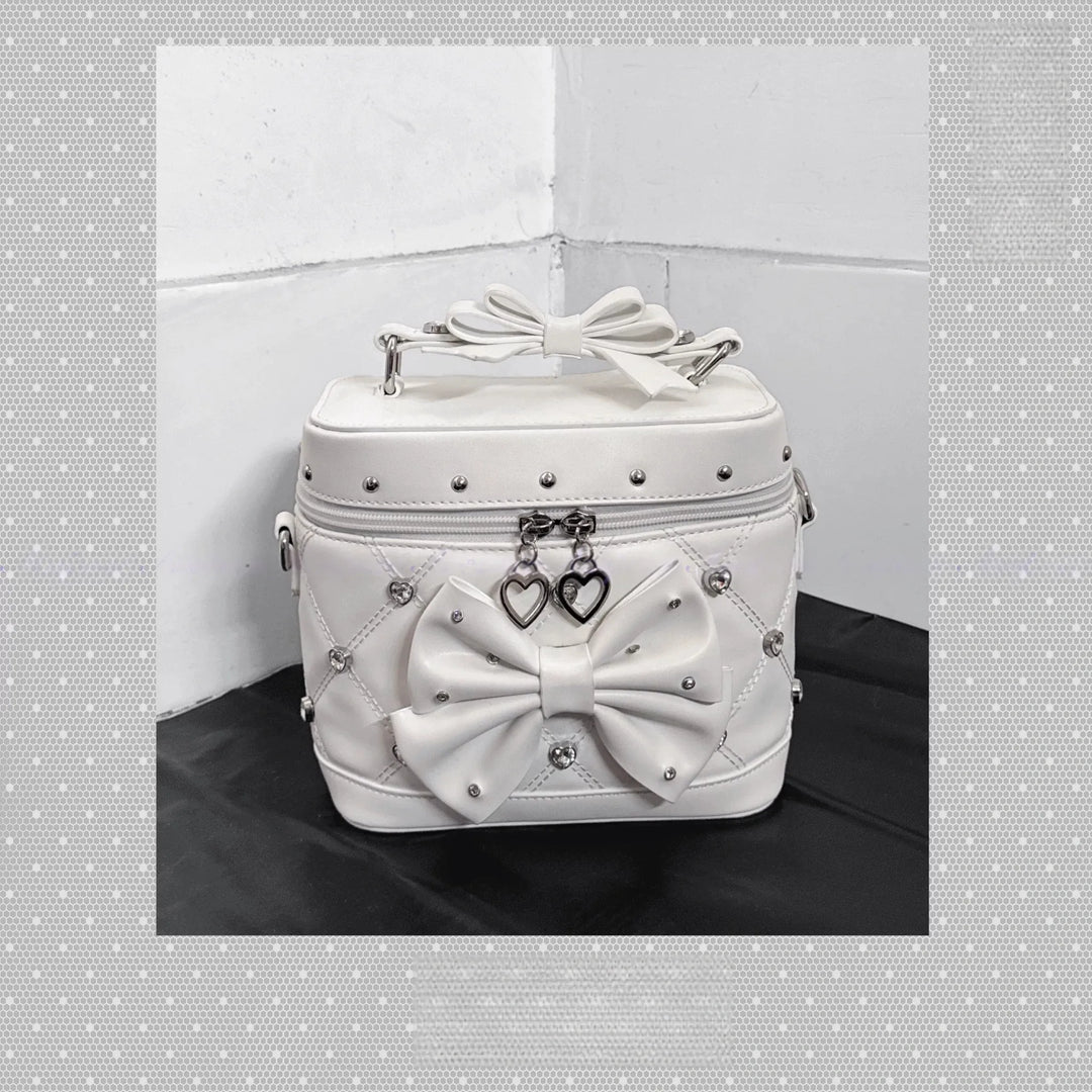 Rhinestone Boxy Handbag, Detachable Crossbody Strap 44768:850682