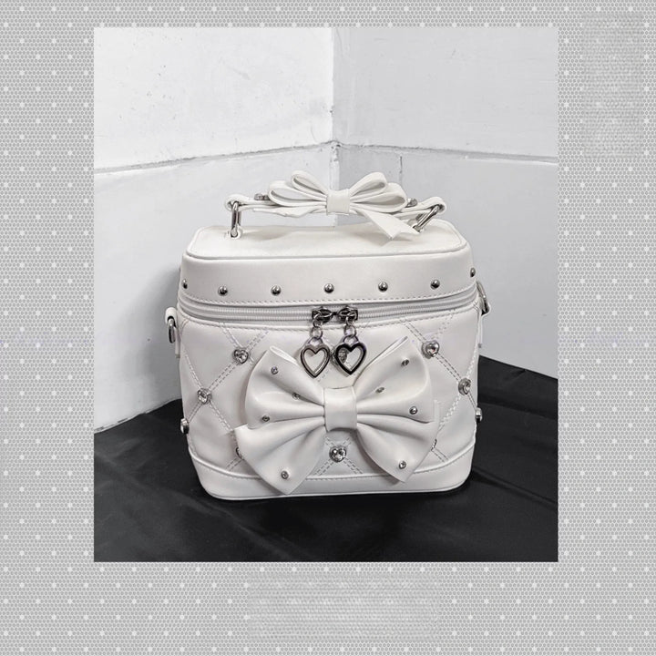 Rhinestone Boxy Handbag, Detachable Crossbody Strap 44768:850682