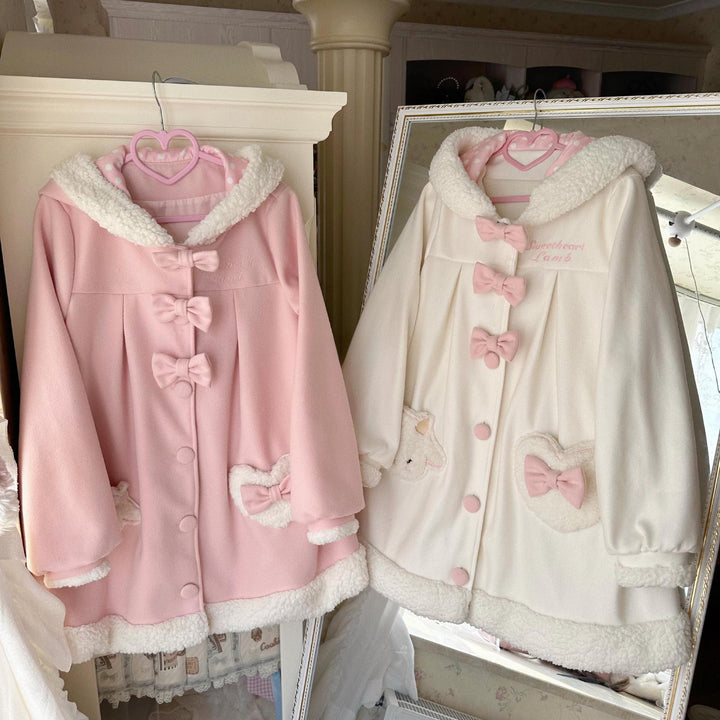 Sweet Lolita Coat Kawaii Bow Bunny Ear Hooded Coat 40934:682134